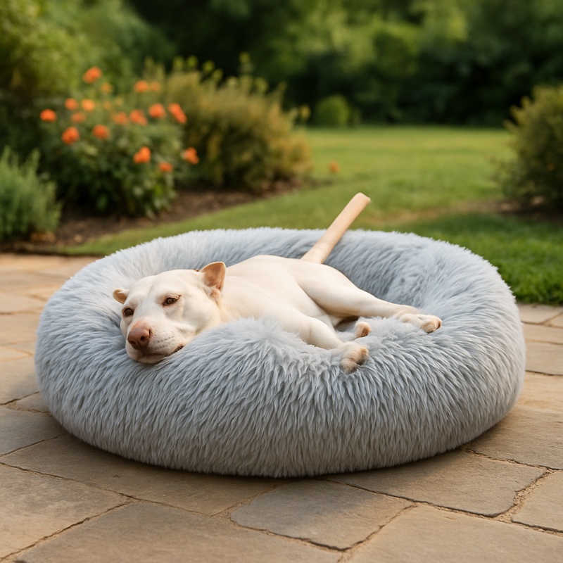 Calming Dog Bed - Cozy Washable Round Pet Bed for