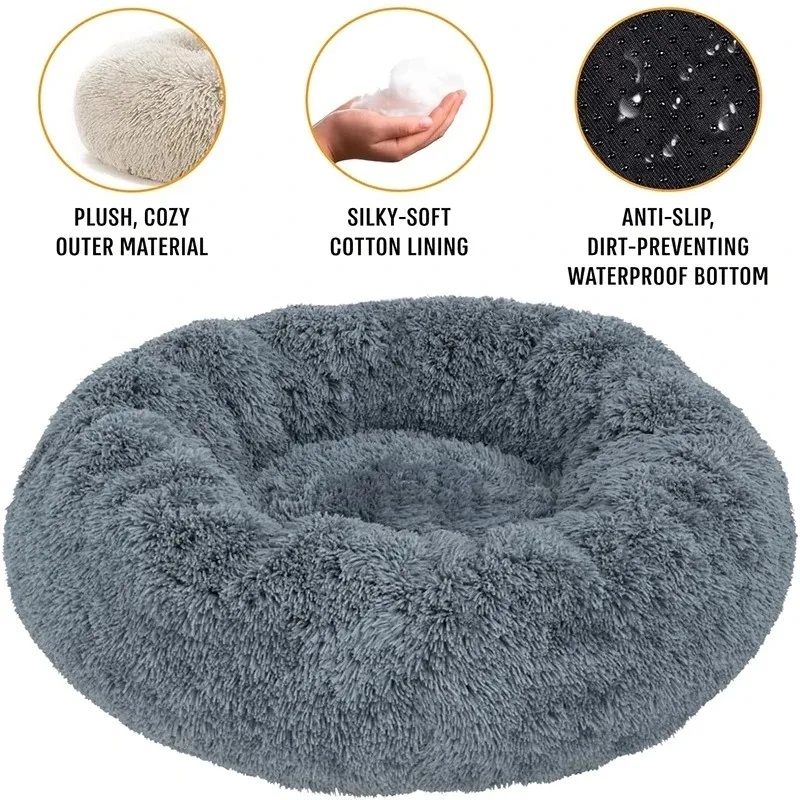 Cozy Washable Round Pet Bed fo - Calming Dog Bed 评论和价格