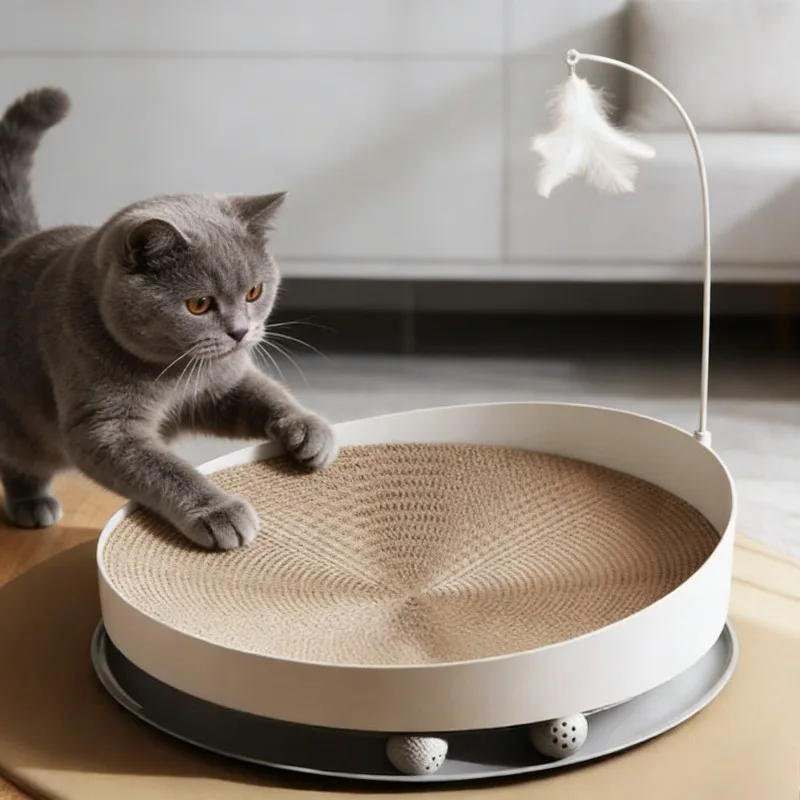 3-in-1 Round Cat Scratcher Bed - Interactive Cat Toy 评论和价格