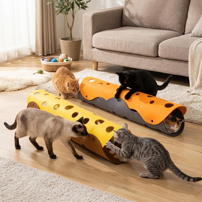 Splicing Cat Toy Felt Pom Nest - Interactive Cat Toy 评论和价格